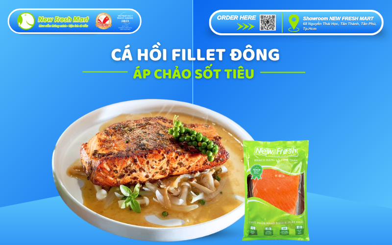 Cá hồi fillet áp chảo sốt tiêu