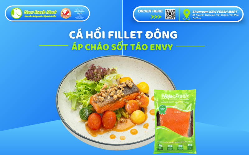 Cá hồi fillet áp chảo sốt táo envy