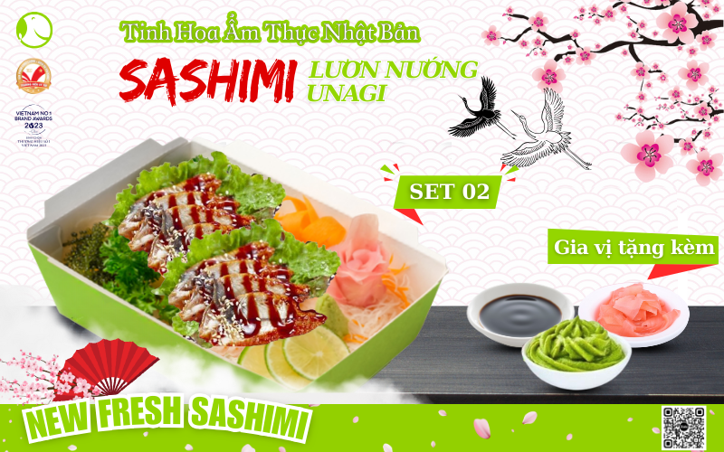 Set sashimi luong nướng unagi 2