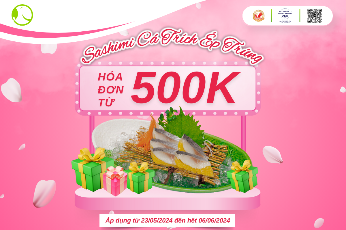 Đơn hàng từ 500K tặng set sashimi cá trích ép trứng