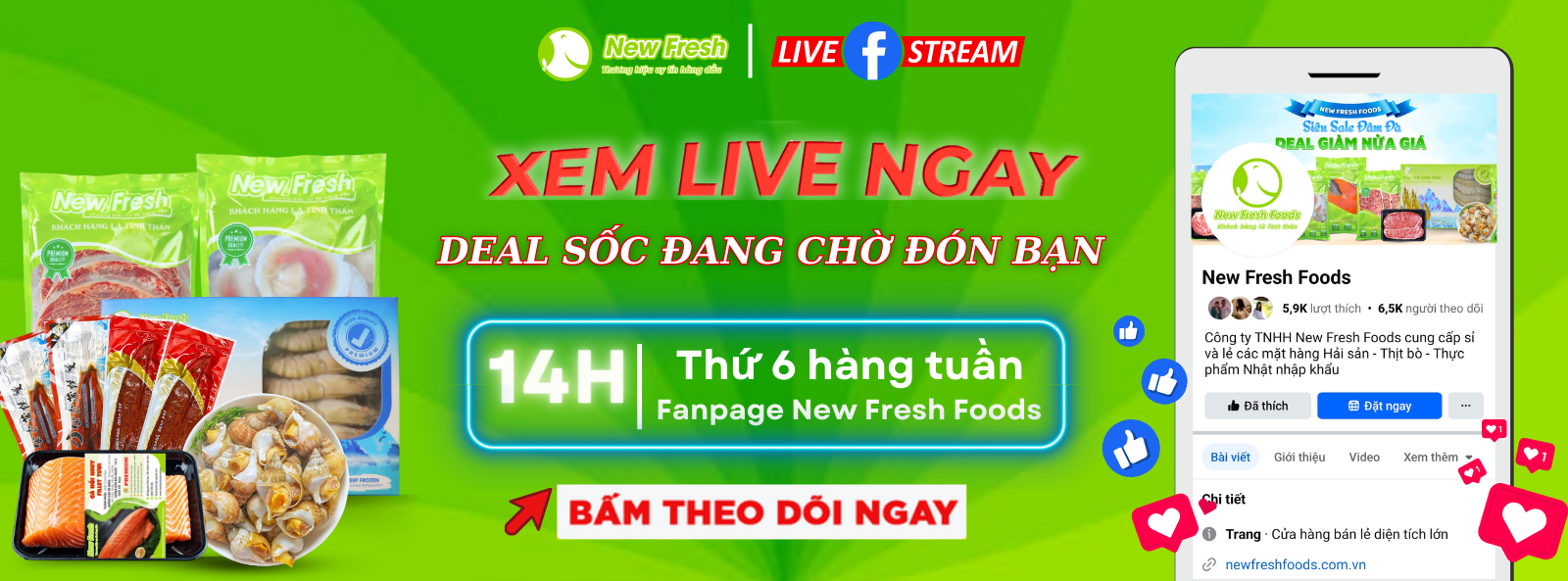 Thông báo livestream của New Fresh Foods 